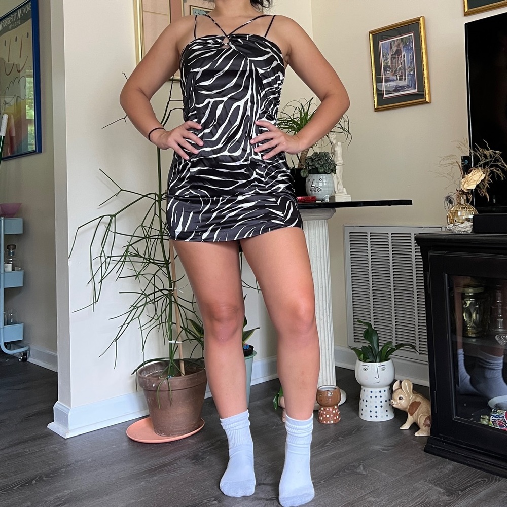 zebra strappy zara dress new with tags
